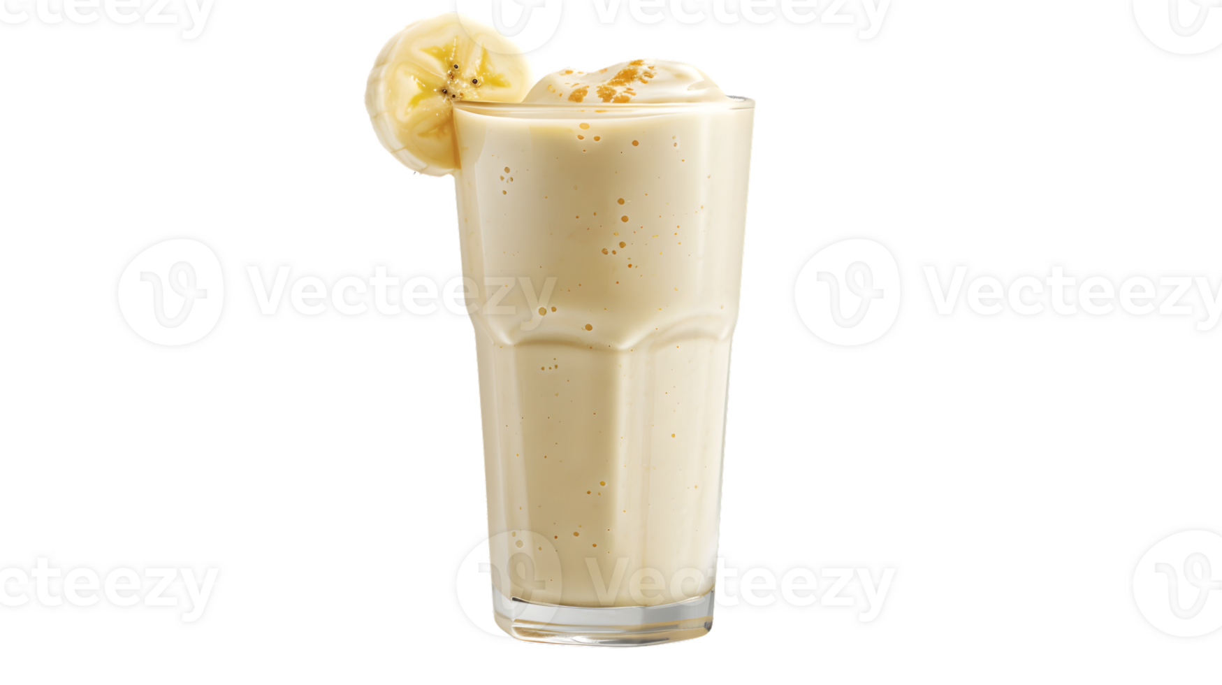 Refreshing Banana Milkshake with Creamy Topping and Slice Garnish png