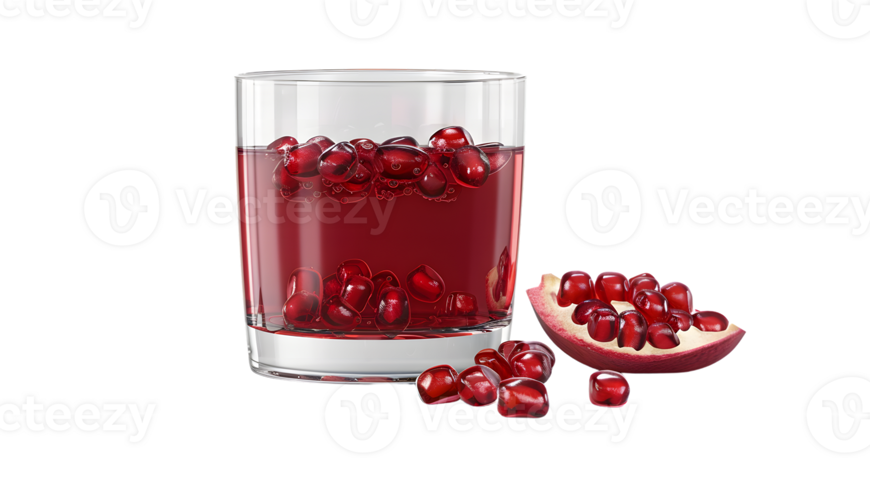 Refreshing Beverage with Red Seeds in a Glass Garnished with Fresh Fruits for Healthy Drinks a png