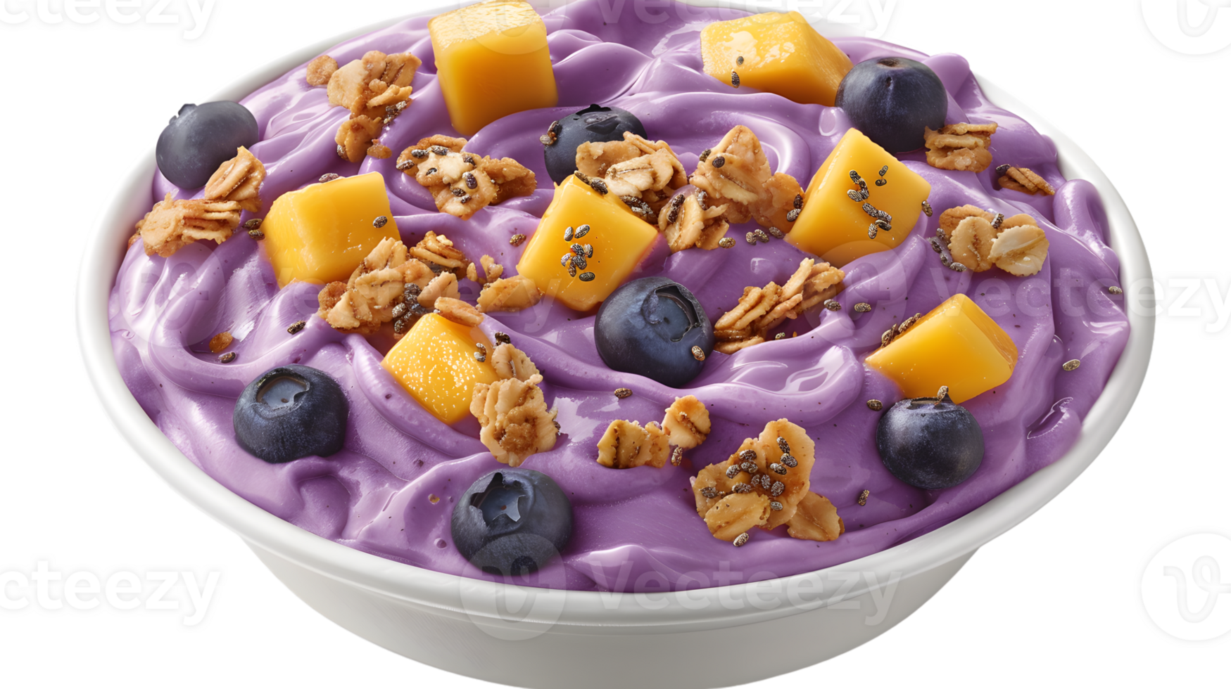 Purple Yogurt Parfait with Mango and Blueberries png