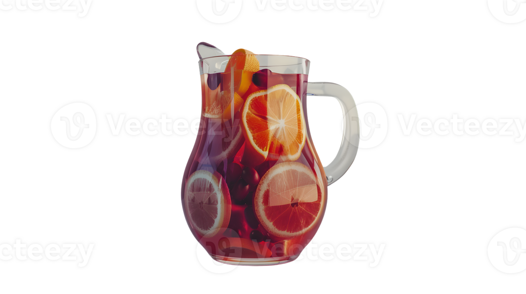Refreshing Citrus Infused Beverage in a Glass Pitcher with Sliced Fruits and Berries Perfect f png