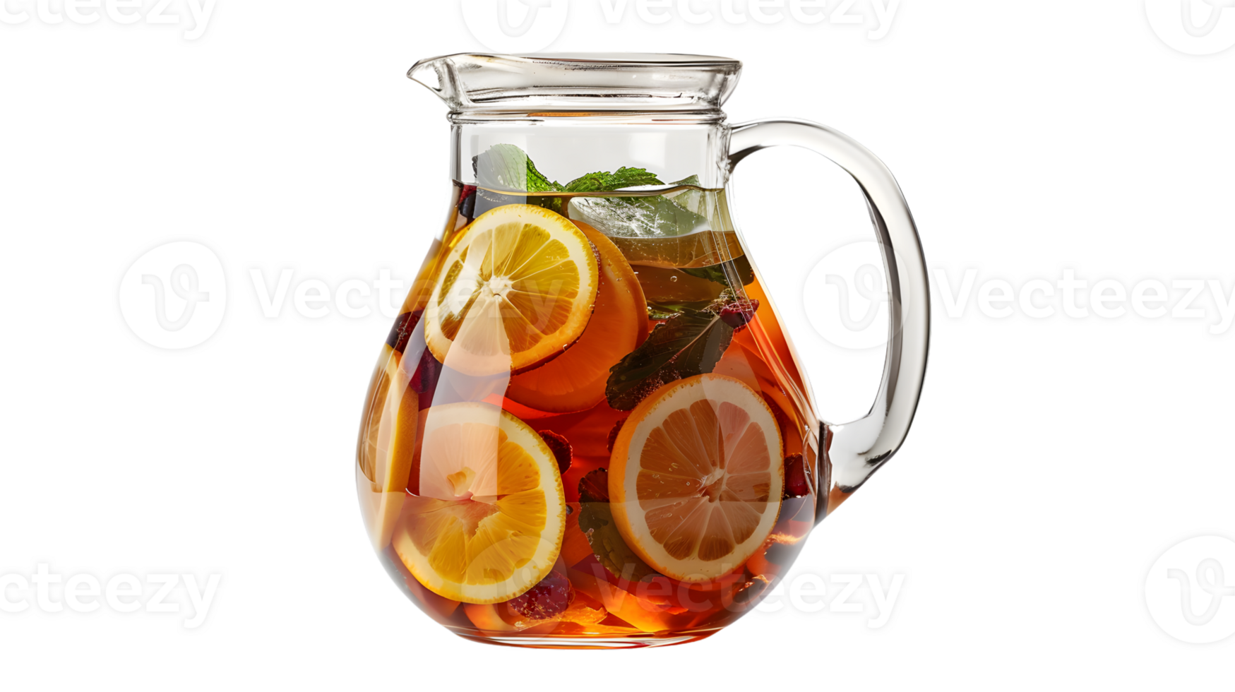 Refreshing Citrus Infused Water in a Glass Pitcher with Lemons Berries and Herbs for Healthy png