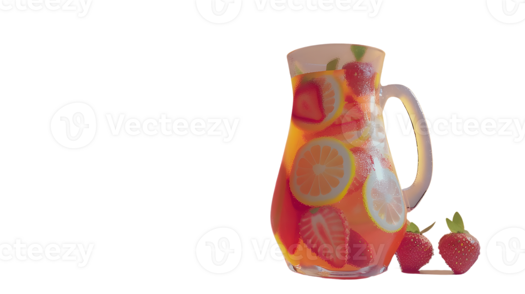 Refreshing Fruit Infused Water in a Glass Pitcher with Strawberries and Citrus Slices png