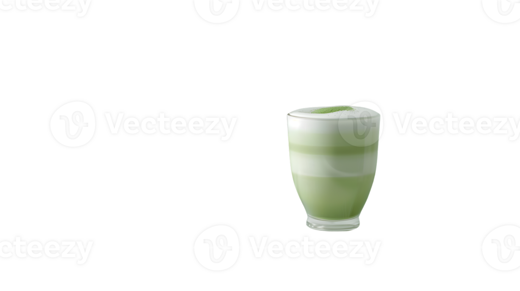 Refreshing Green Beverage in a Glass with Frothy Top and Powdered Garnish png