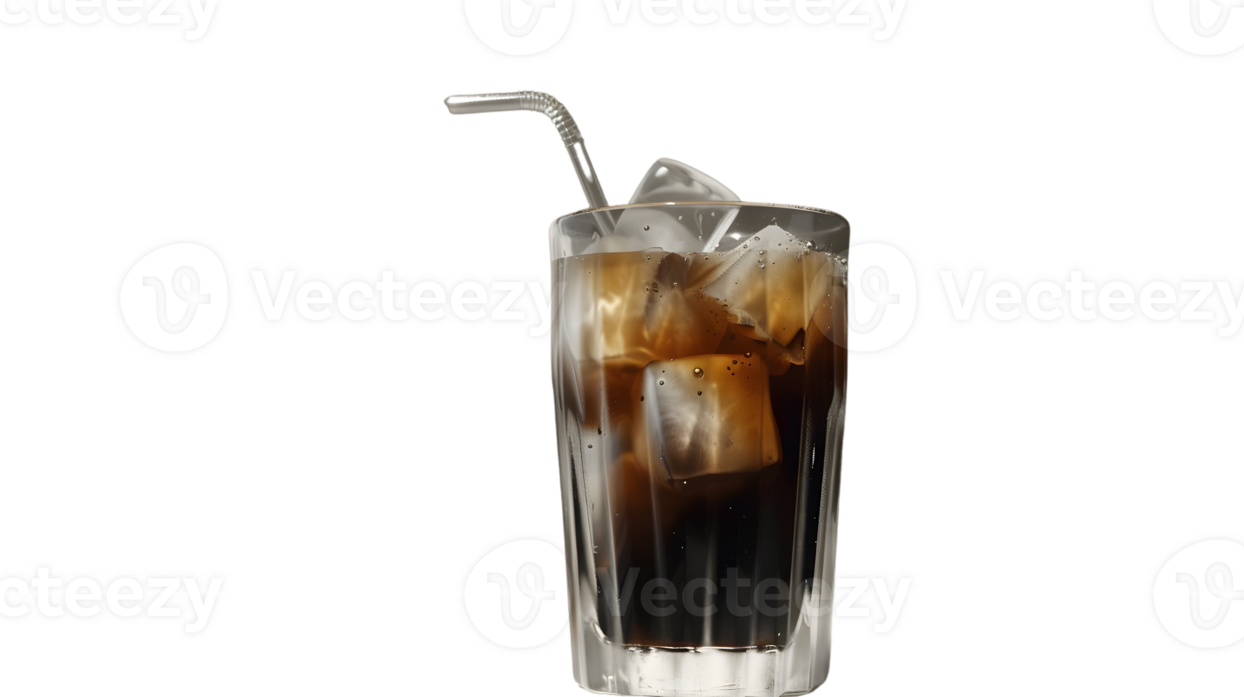 Refreshing Iced Beverage in a Glass with Ice Cubes and Straw Perfect for Summer Drinks Cold R png