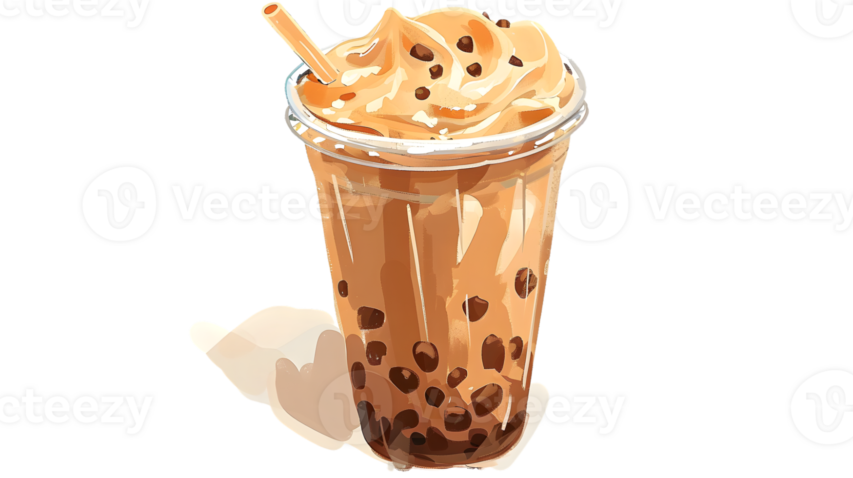 Refreshing Iced Beverage with Tapioca Pearls and Creamy Topping Perfect for Summer Drinks Bub png
