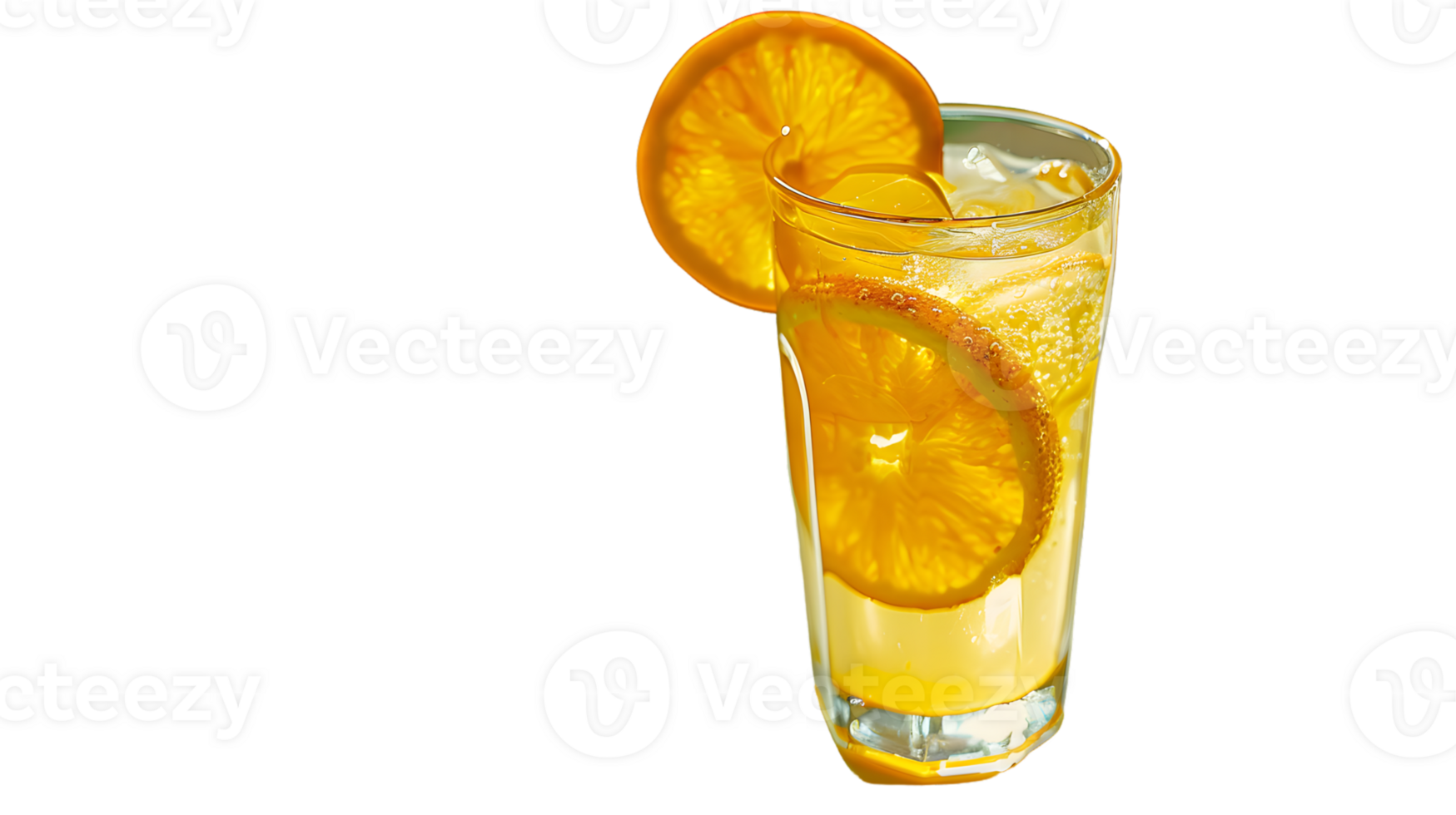 Refreshing Orange Beverage in a Glass with Ice and Slices Ideal for Summer Drinks Healthy Lif png