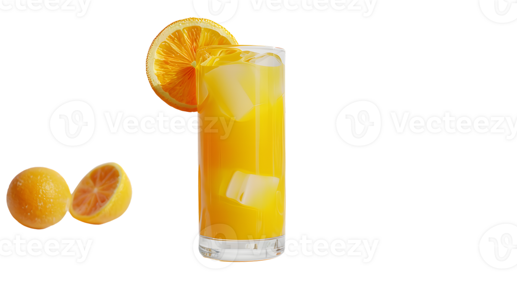 Refreshing Orange Juice with Ice Cubes and Slices Perfect for Summer Drinks Healthy Beverage png