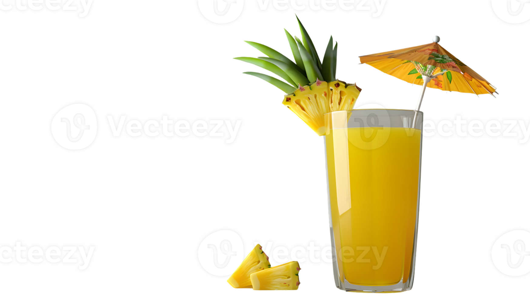 Refreshing Tropical Beverage with Pineapple Garnish and Umbrella png