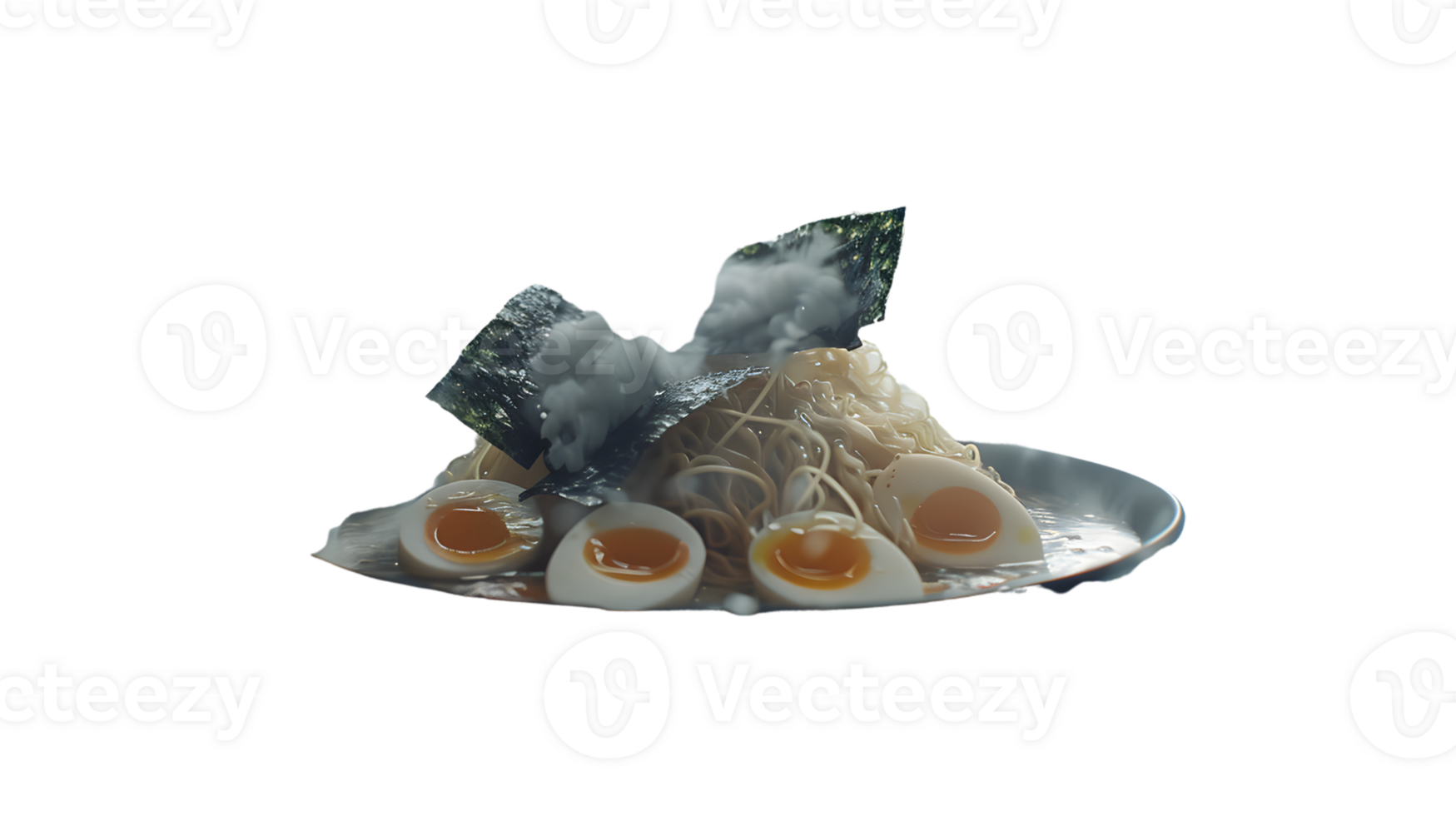 Steaming Noodles with SoftBoiled Eggs and Seaweed A Hearty and Comforting Meal png