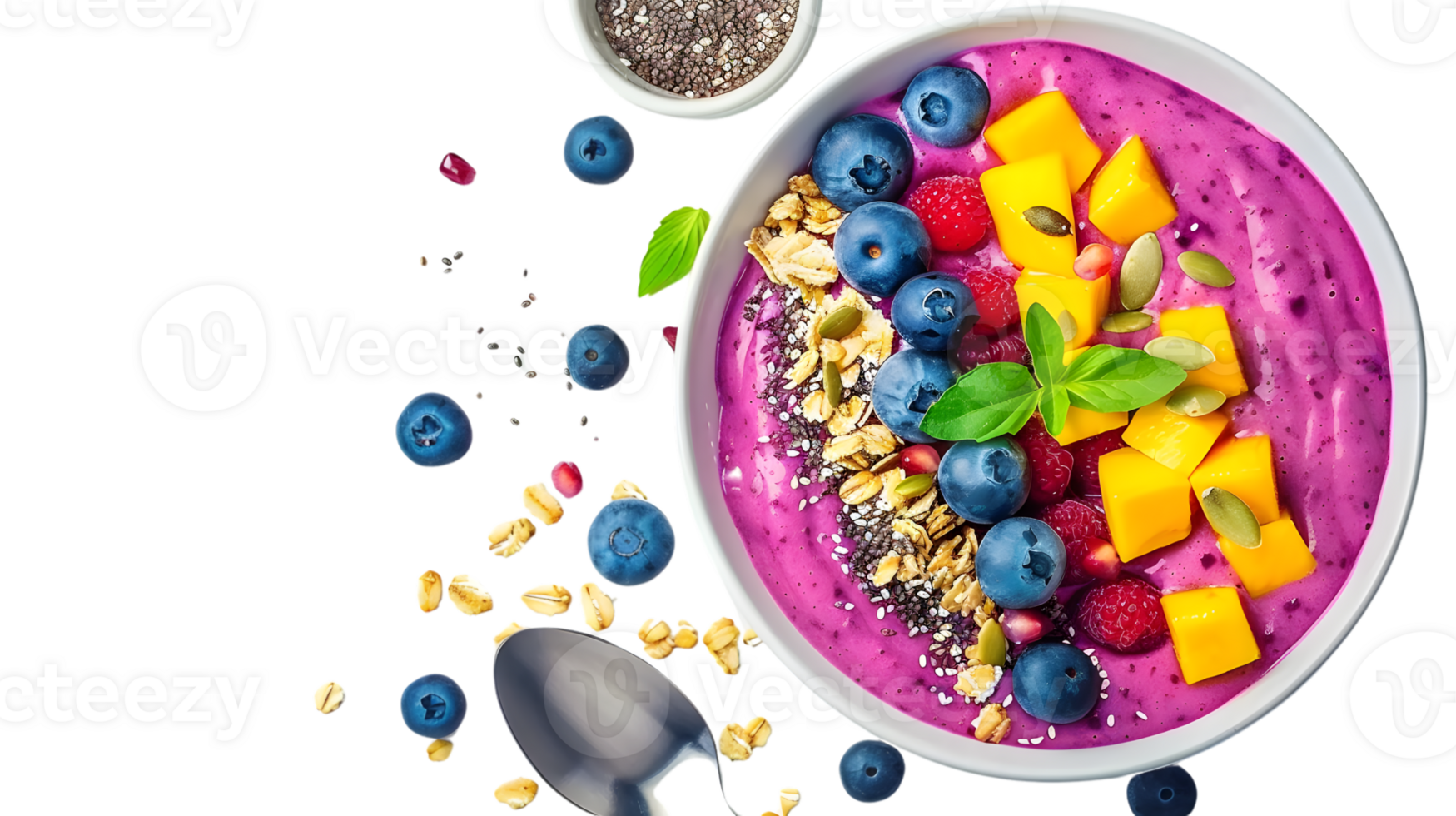 Smoothie bowl with berries mango and granola healthy breakfast or snack concept png