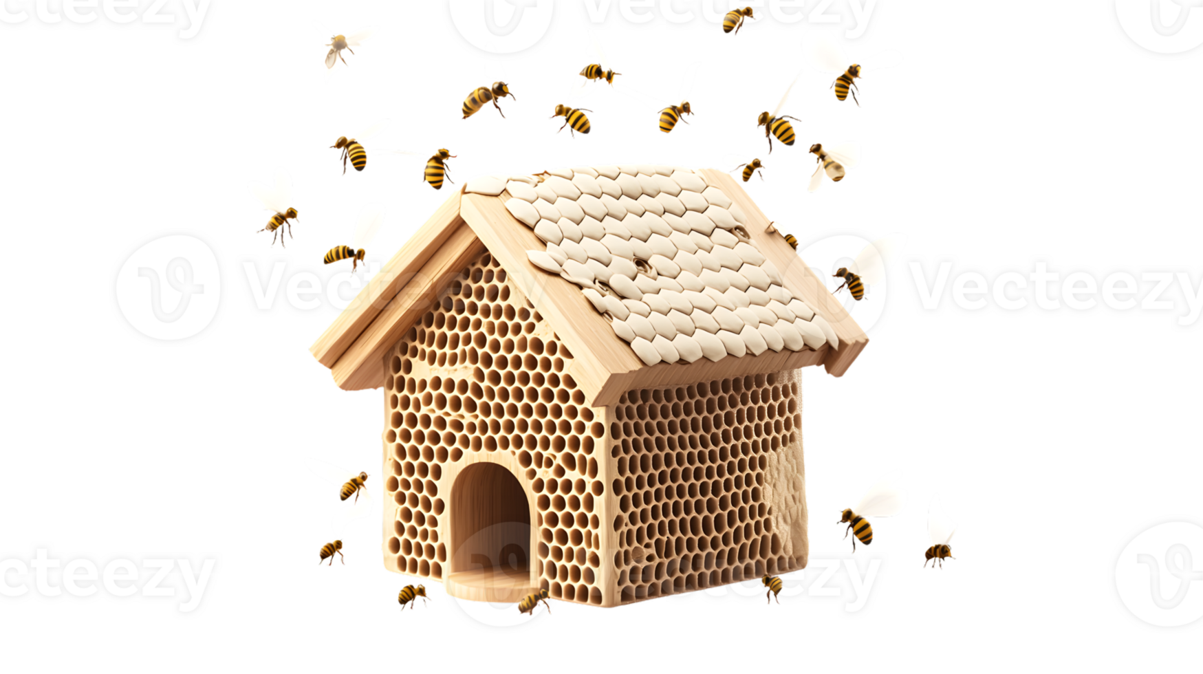 A bustling hive with bees in flight showcasing natural architecture and pollination activity png