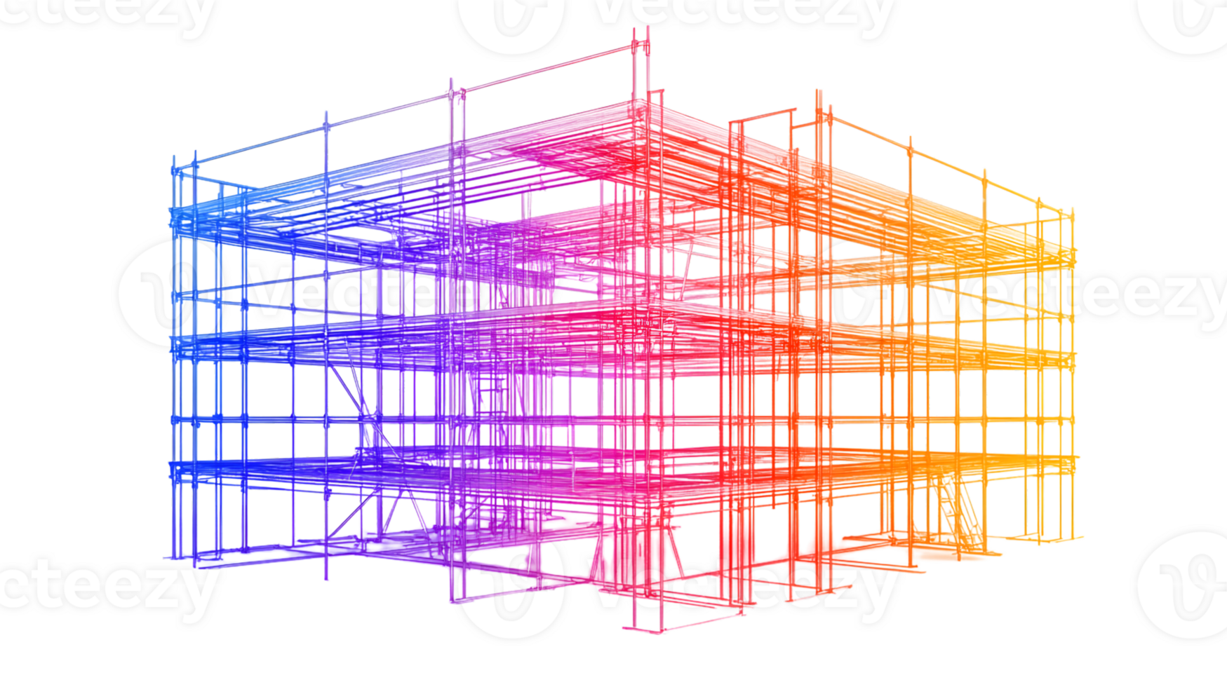 3D model of scaffolding structure construction building framework architecture design engin png