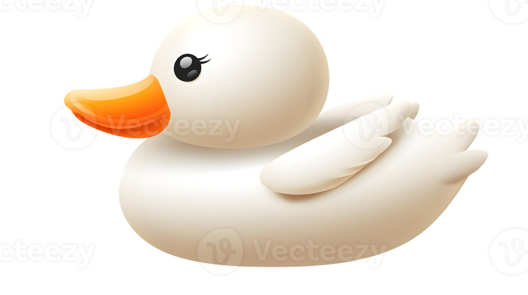 A charming white rubber duck with a bright orange beak perfect for playful designs and childre png