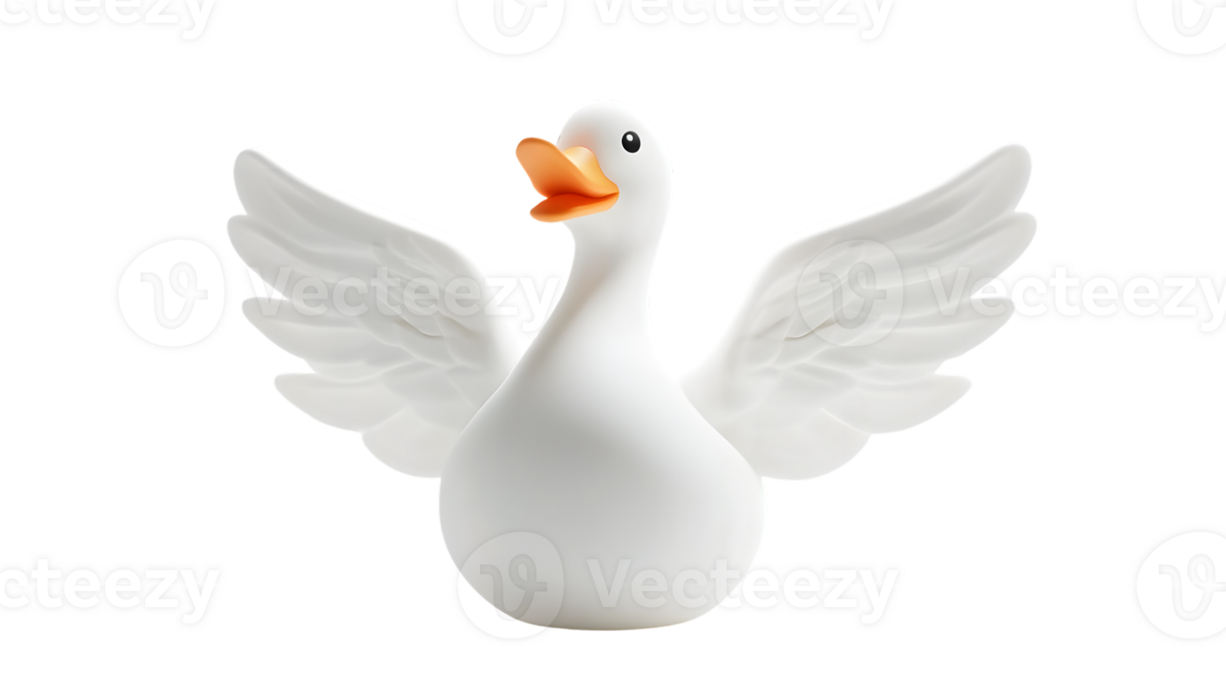 A charming white duck with outstretched wings perfect for nature wildlife and childrens the png