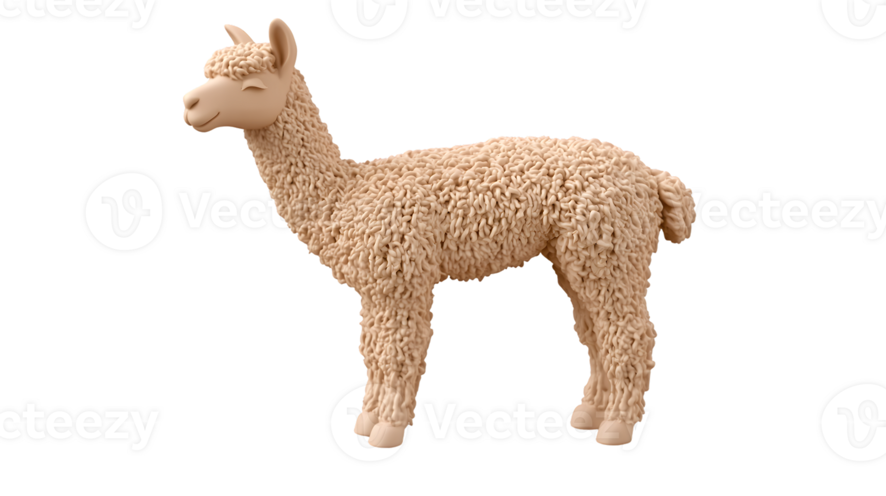 A fluffy beige animal with a textured coat standing against a black background ideal for crea png