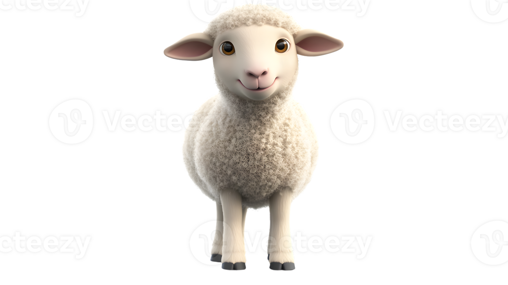 A fluffy white sheep standing on a transparent background perfect for farm animal and nature png