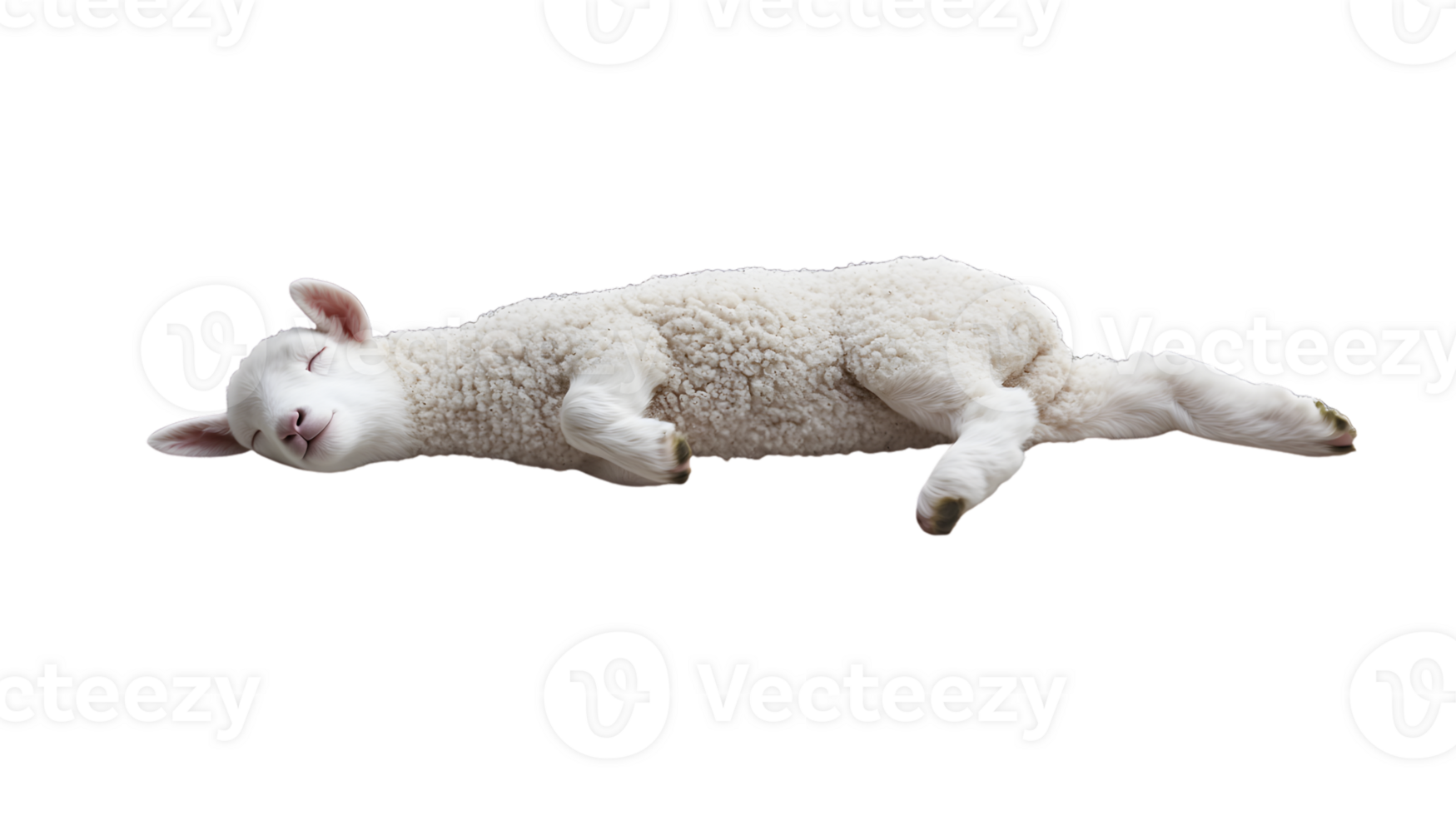 A serene white lamb lying down perfect for themes of peace nature and tranquility in various png