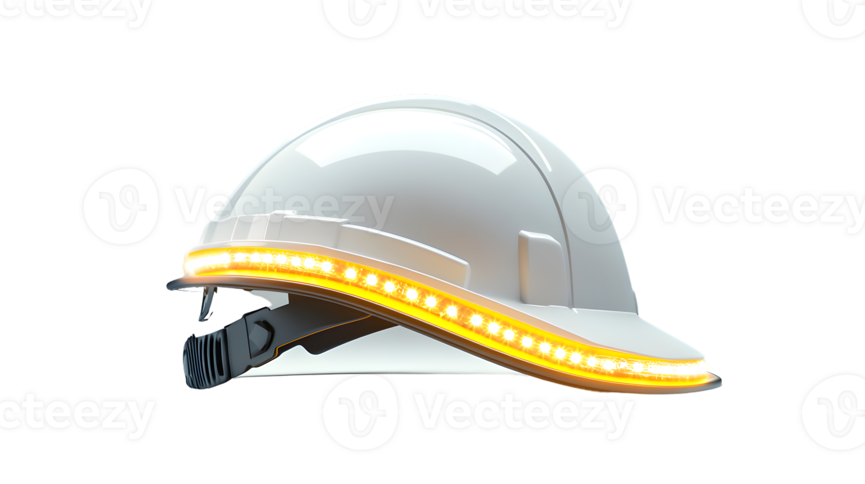 A safety helmet with integrated LED lights for enhanced visibility and worker protection in low png