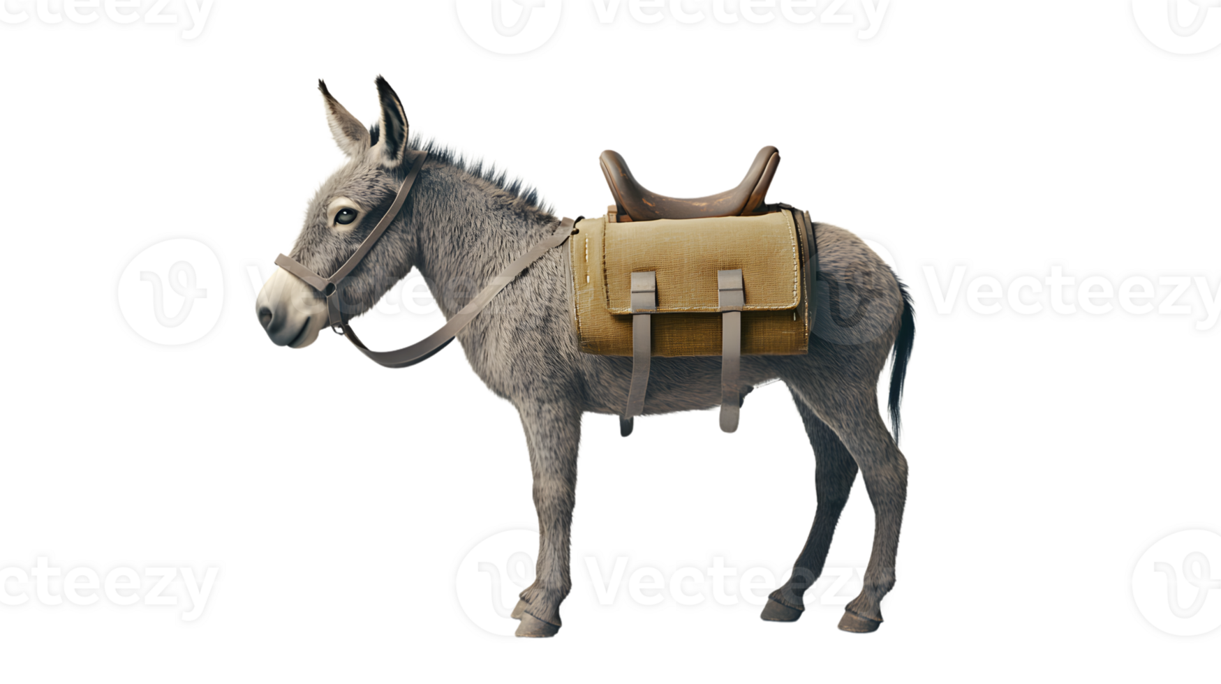 A saddled donkey standing ready for a journey perfect for themes of travel adventure and rur png
