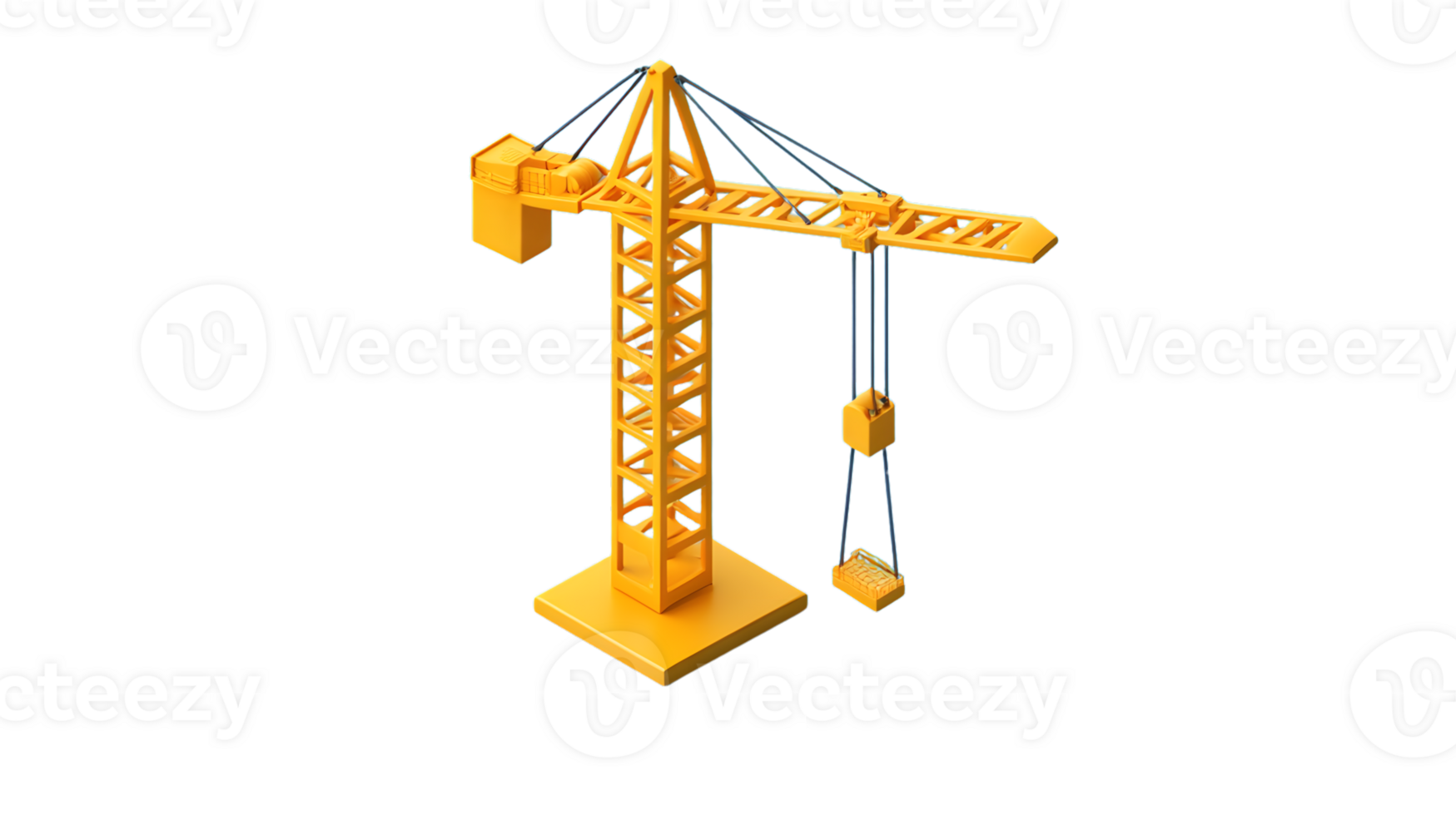 A vibrant yellow construction crane with a detailed design ideal for engineering and architect png