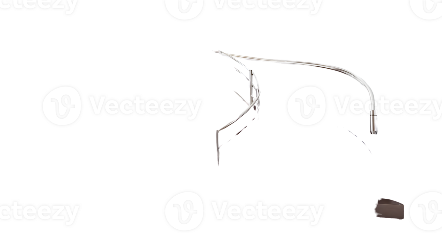Abstract Cable with Connector and Metal Components on Black Background png