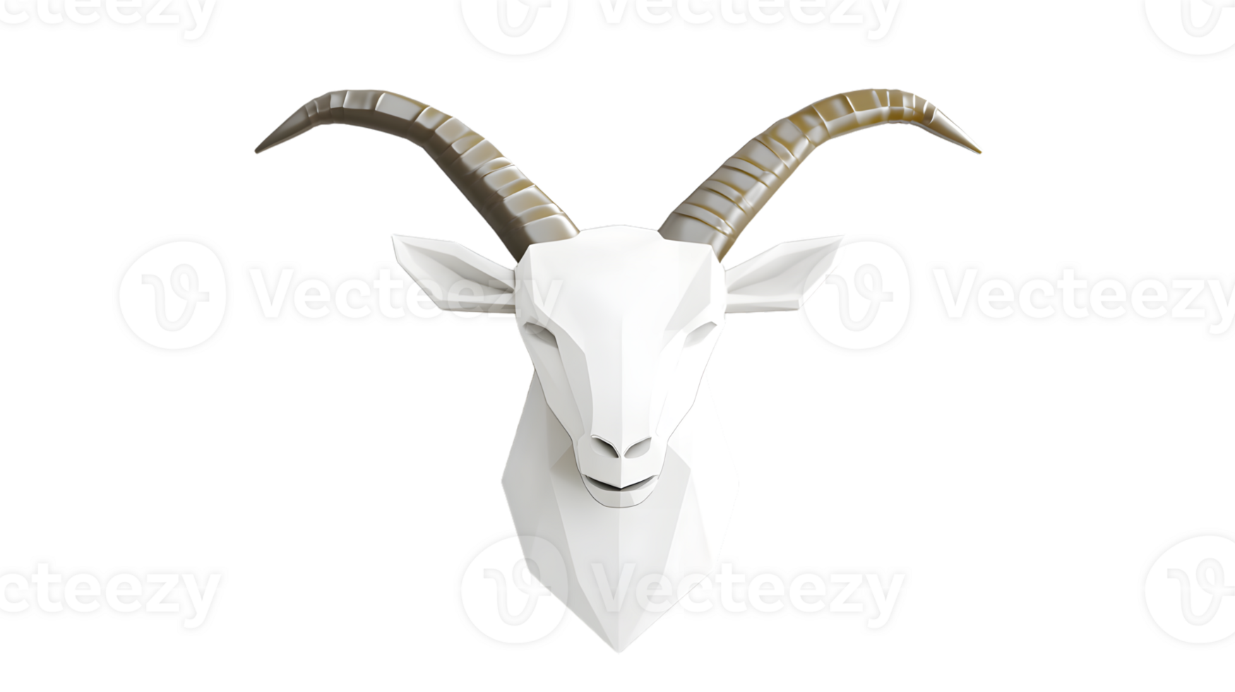 Abstract 3D Goat Head with Intricate Horns Modern Design for Creative Projects png