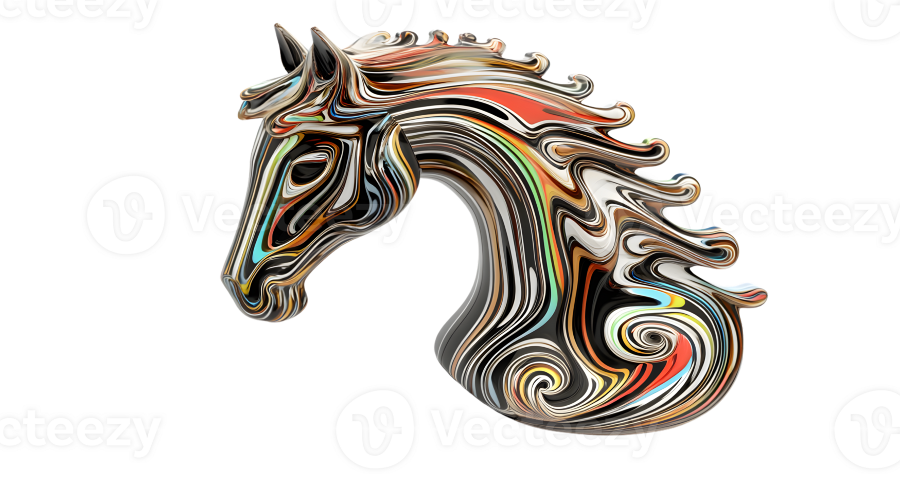 Abstract Horse Head with Vibrant Swirls and Colors Digital Art for Creative Projects png