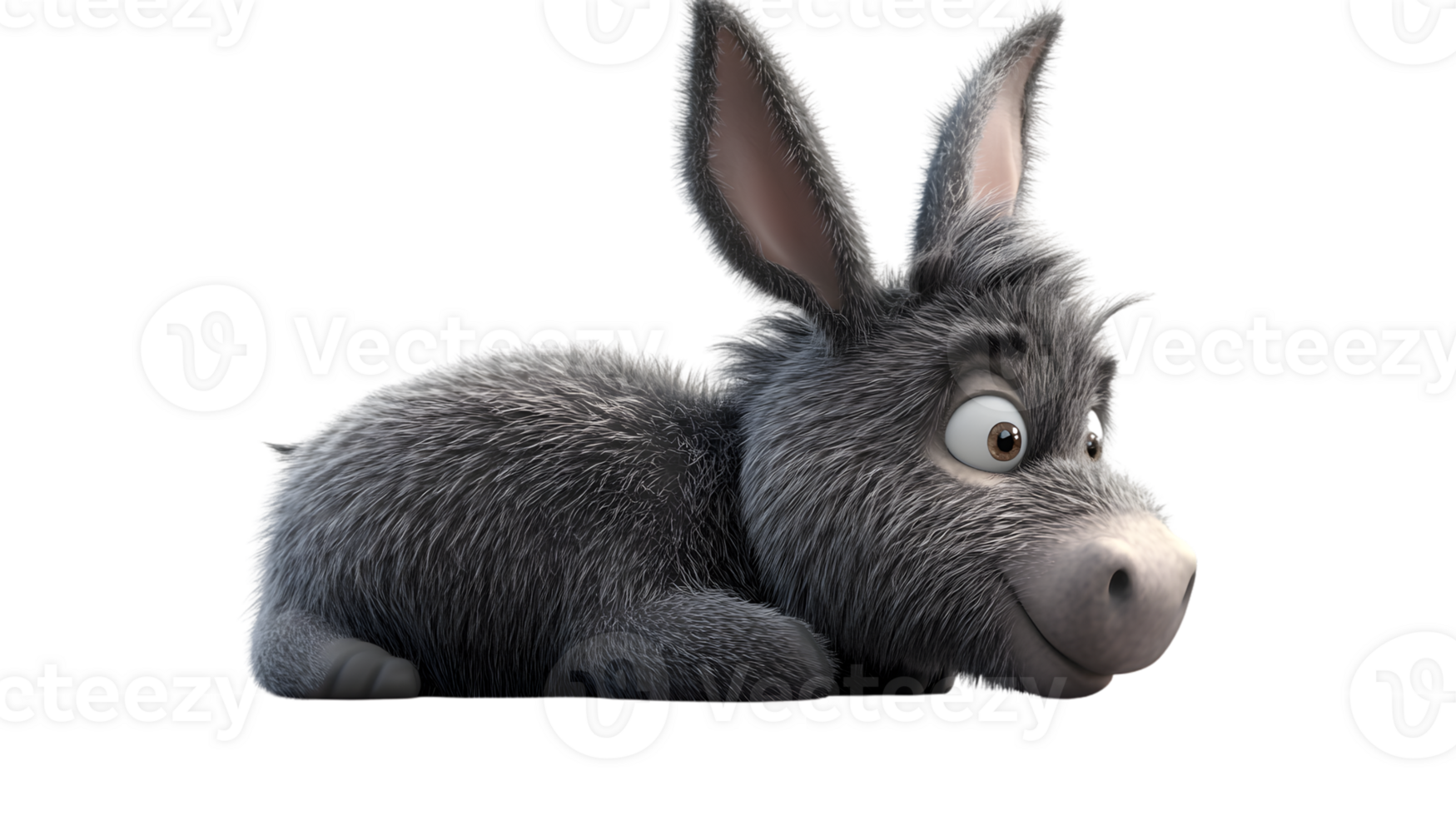 Adorable Animated Donkey Character with Expressive Eyes and Detailed Fur Texture for Various De png