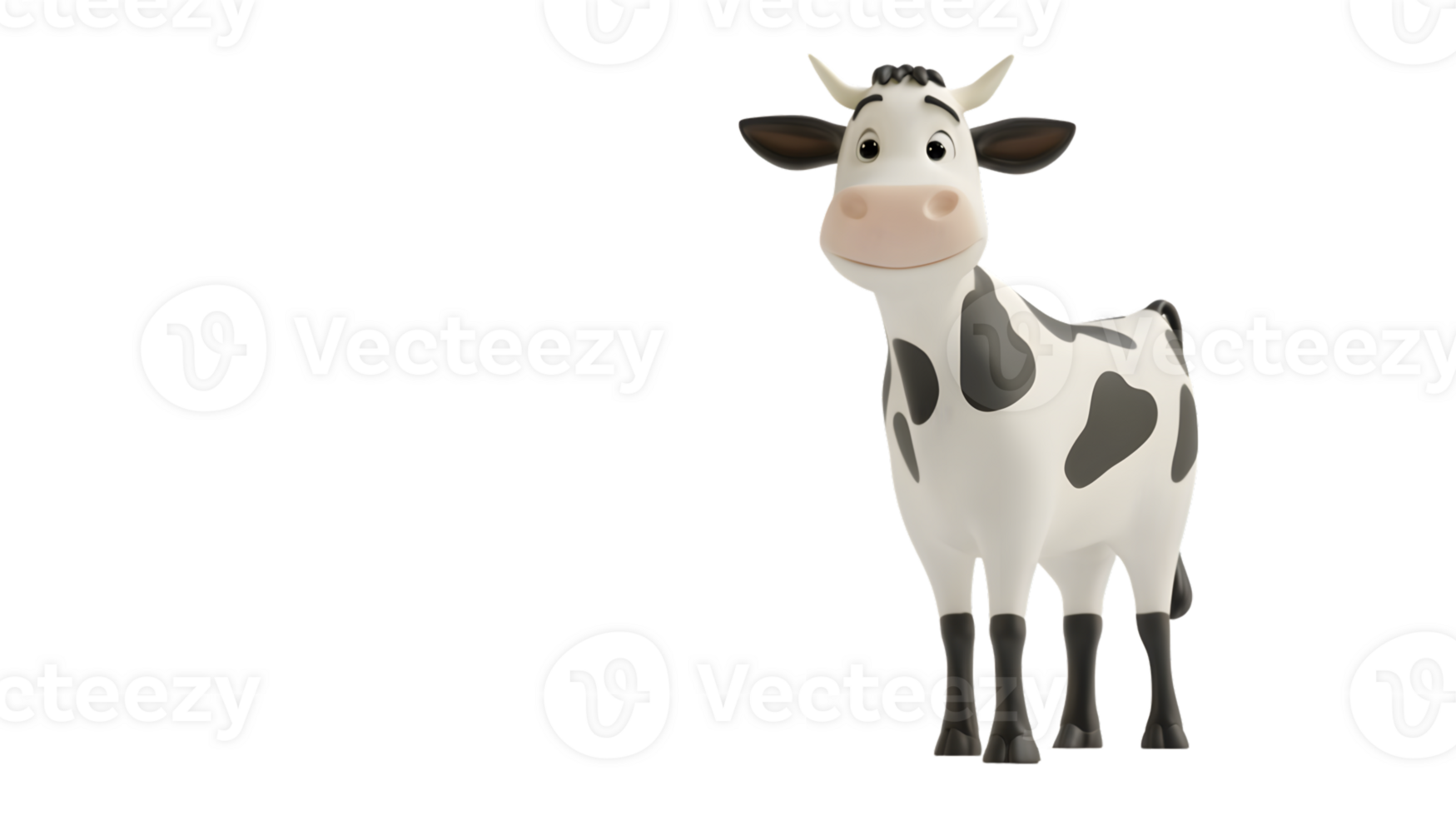 Cartoon Cow with Expressive Eyes and Playful Pose for Kids Agriculture and Farm Theme s png