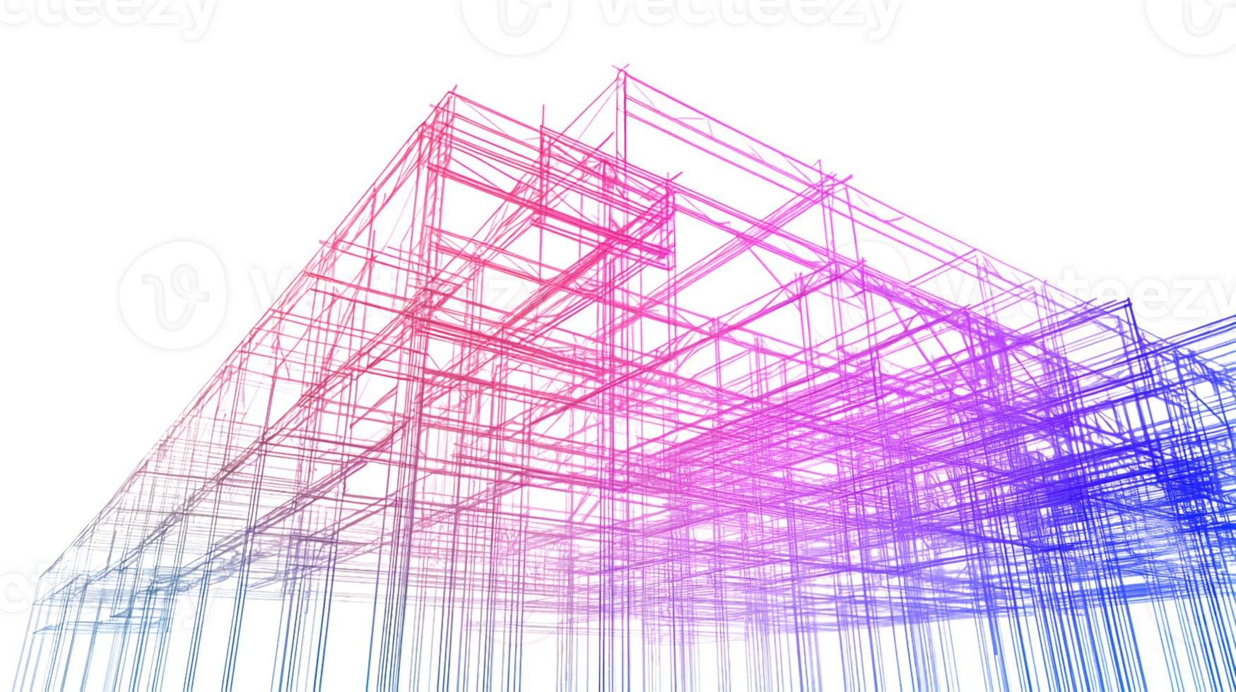 Abstract Architectural Structure Steel Frame Design Engineering Blueprint Construction 3D M png