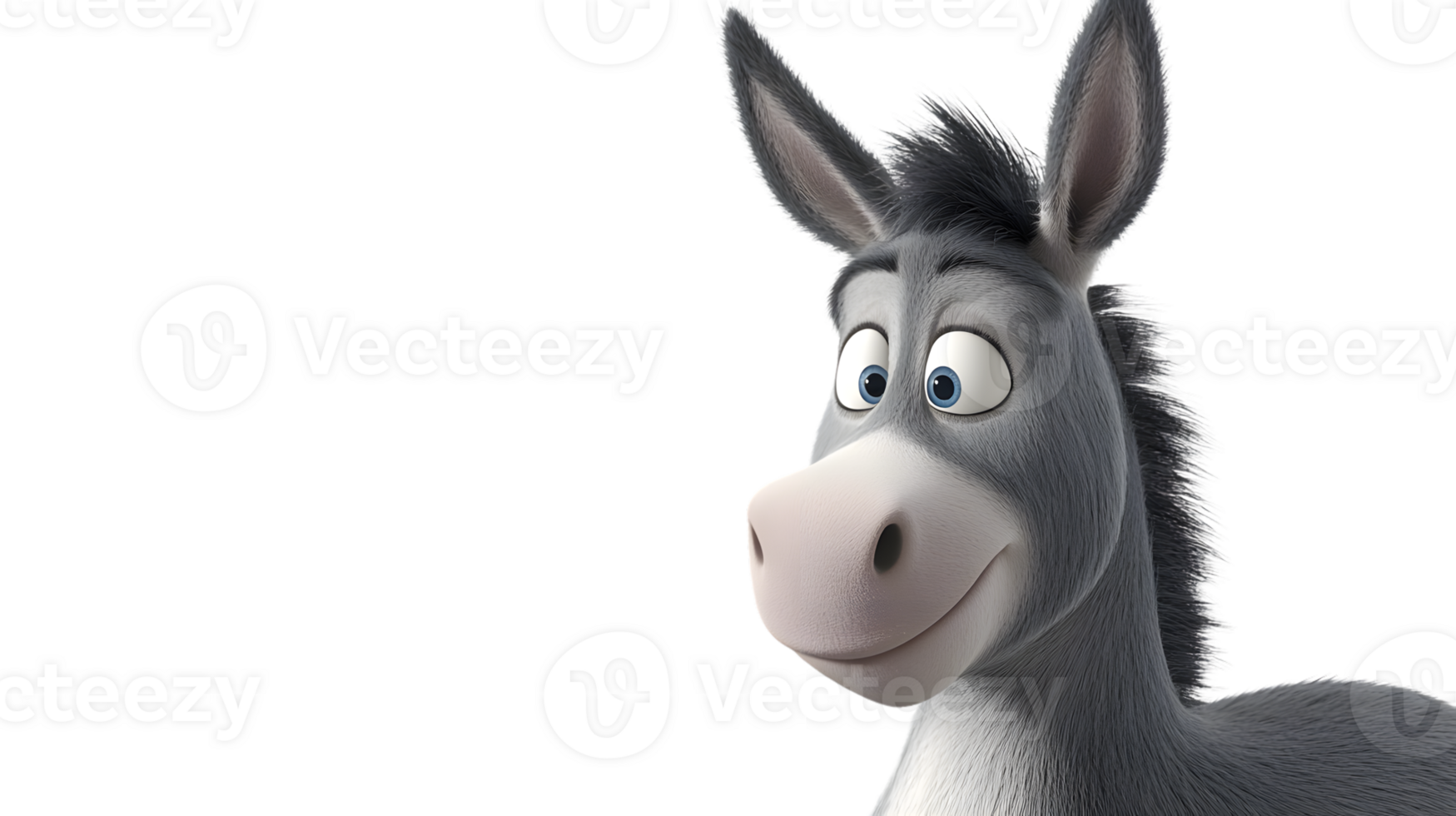 Cartoon Donkey with Expressive Eyes and Friendly Smile Perfect for Animation Childrens Conte png