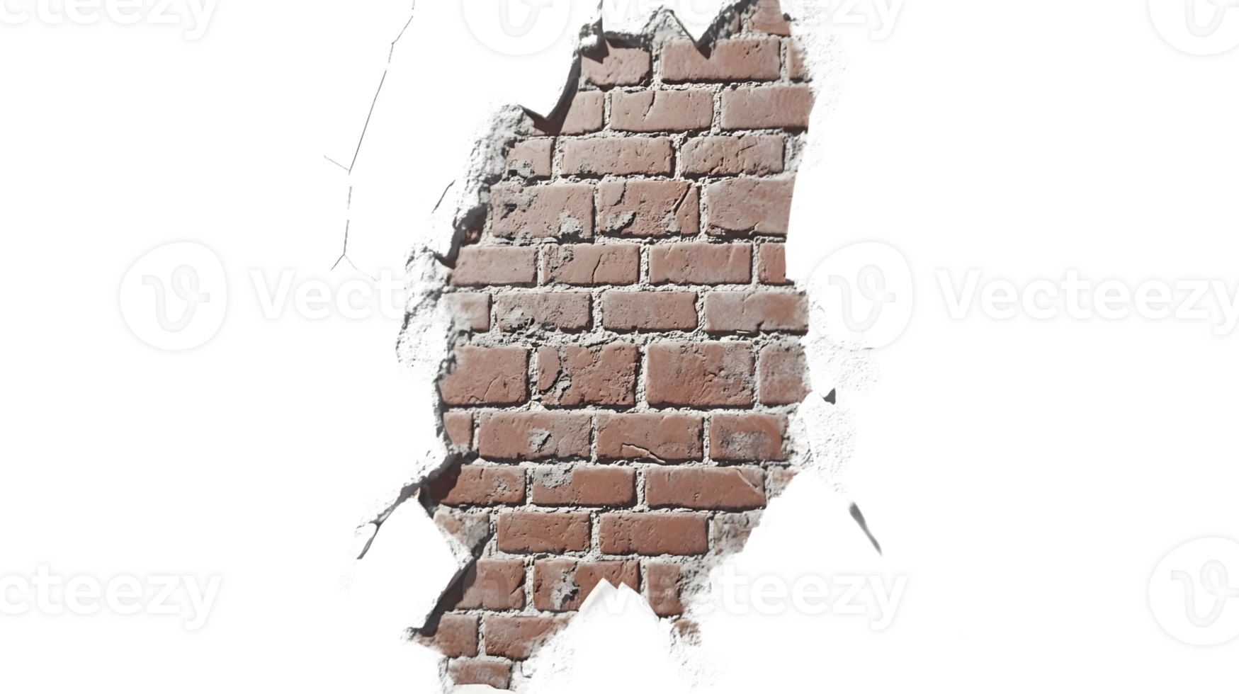 Brick Wall Fragment with Cracks and Weathered Texture for Design Projects png
