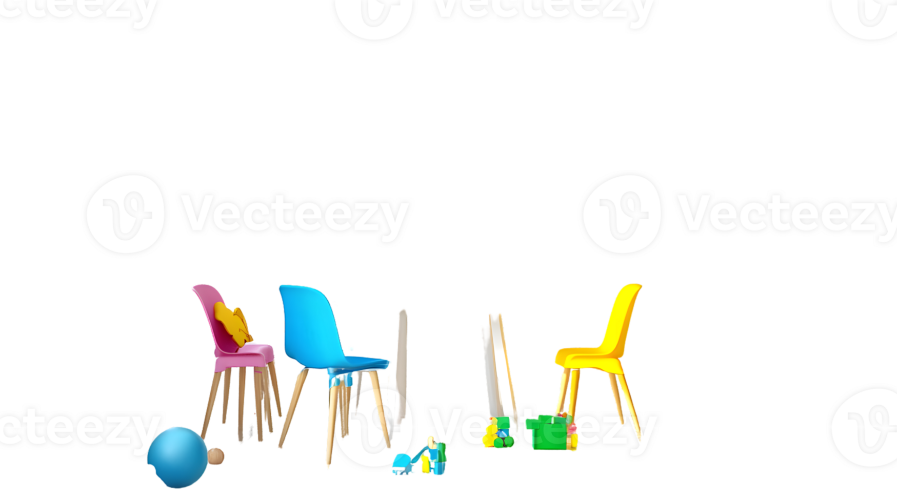 Colorful Chairs and Toys A Playful Scene for Kids Rooms Nurseries and Educational Spaces png