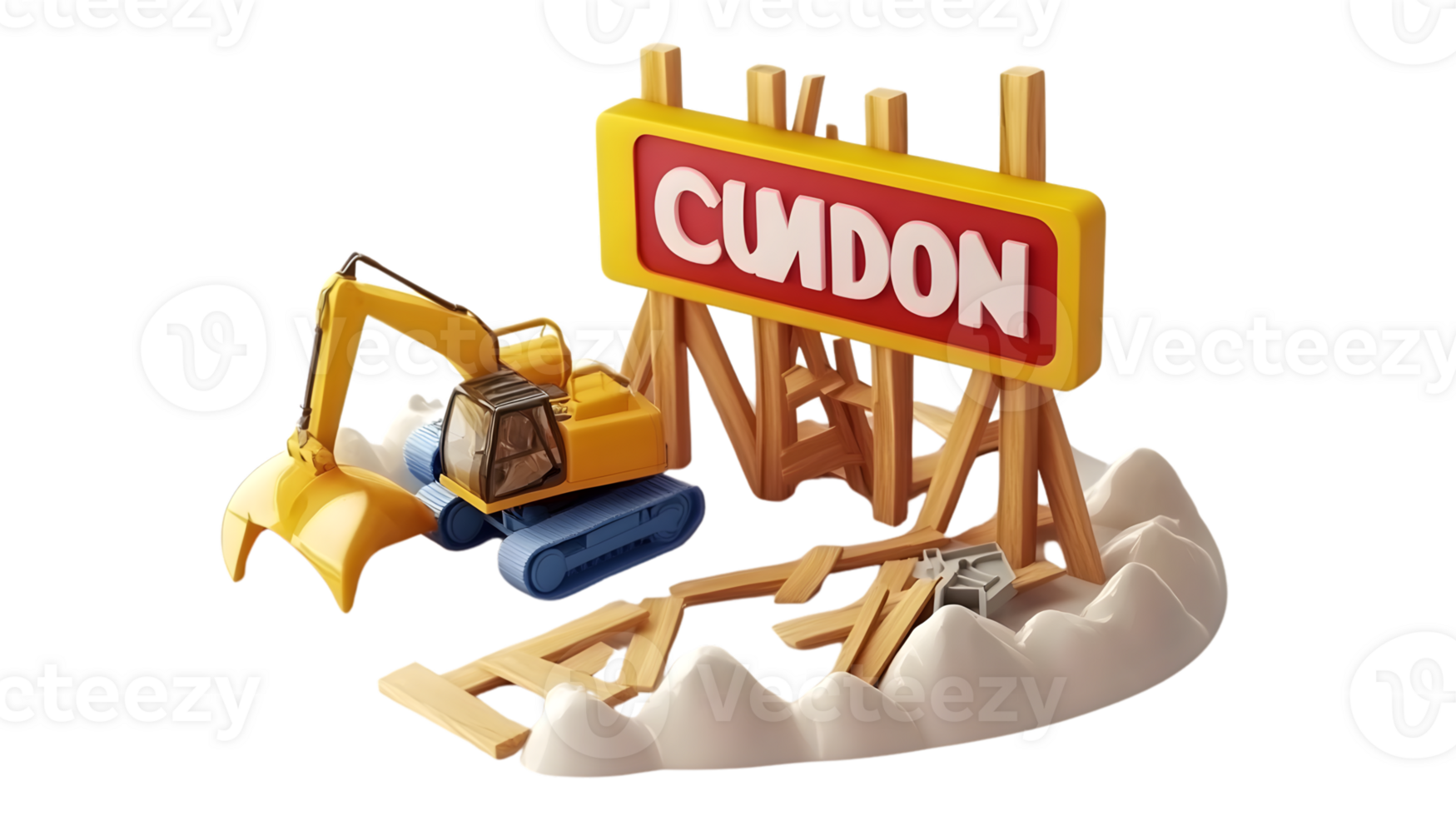 Construction Scene with Excavator and Signage Ideal for Industrial Development and Infrastru png