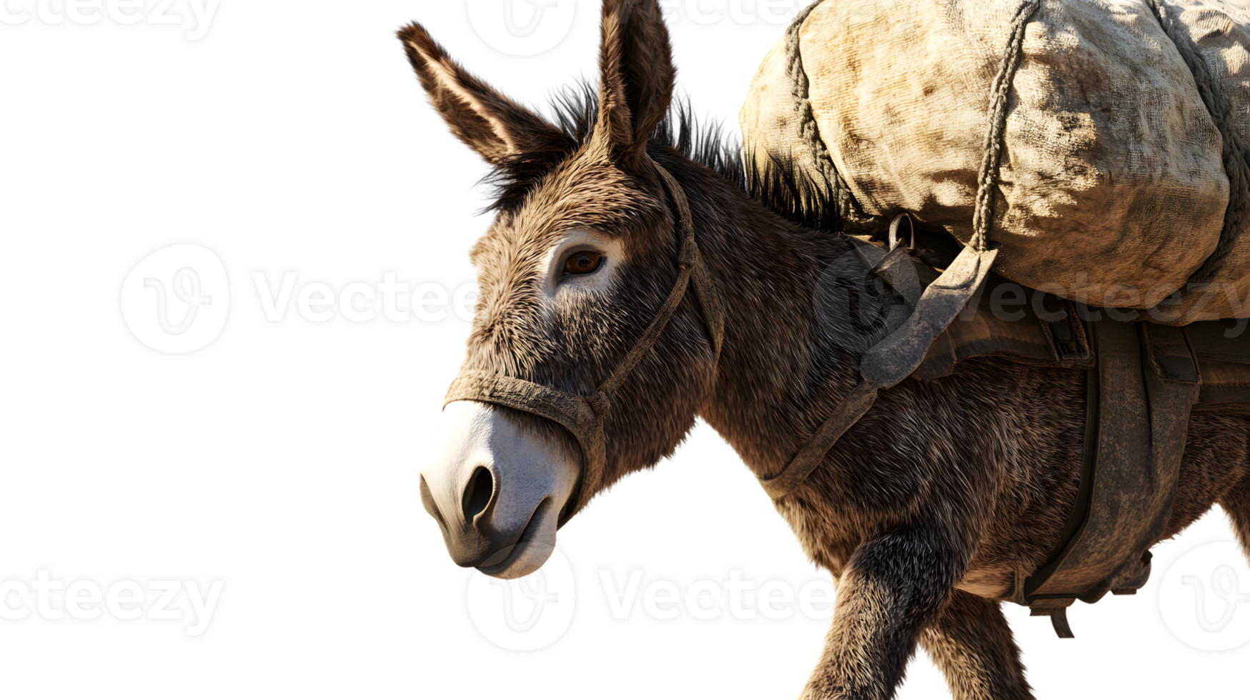 Donkey carrying a heavy load animal burden working animal transportation rural scene rusti png