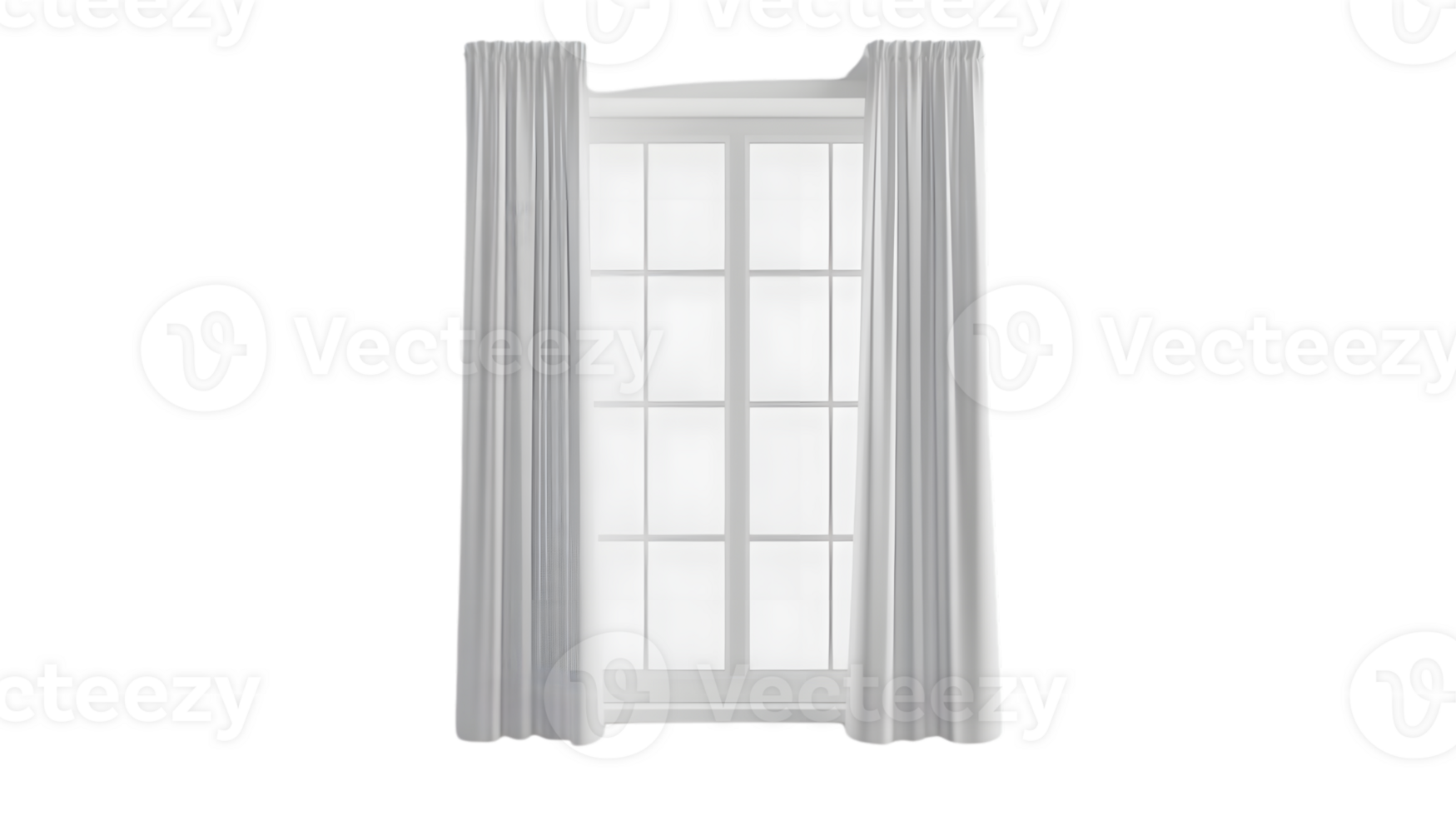Elegant Window with White Curtains and Glass Panels for Interior Design Inspiration png