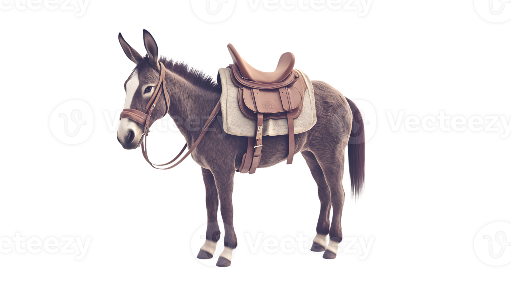Equine Companion A Saddled Mule Ready for Adventure Perfect for Farm Life Outdoor Activities png