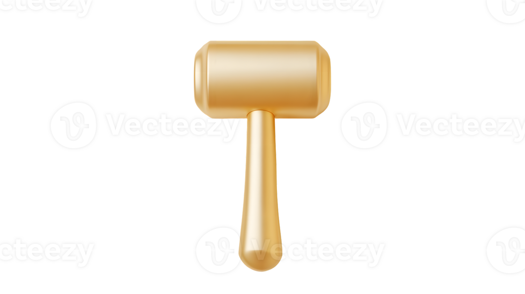 Golden Mallet Hammer with Sleek Design for Auctions Judgments and Decorative Purposes png