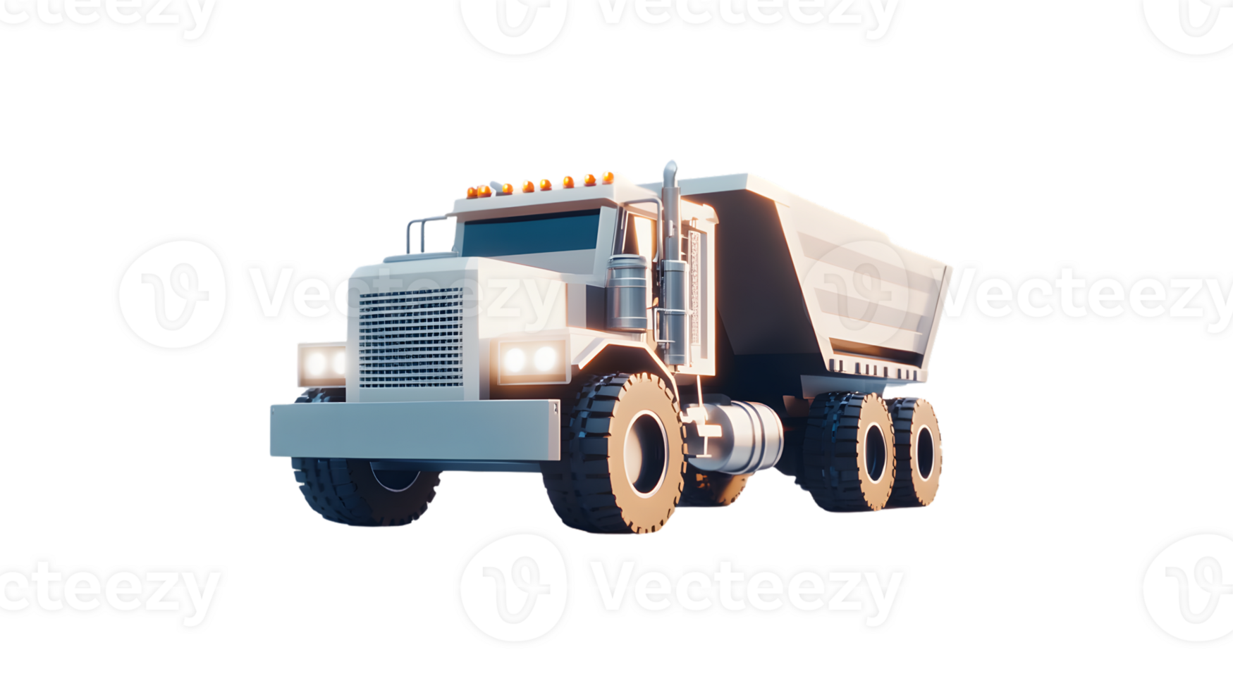 Heavy Duty Dump Truck with Illuminated Lights and Large Wheels for Construction Sites png
