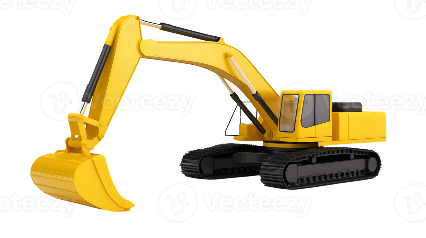 HighDetail Illustration of a Yellow Construction Vehicle with Articulated Arm and Track System png