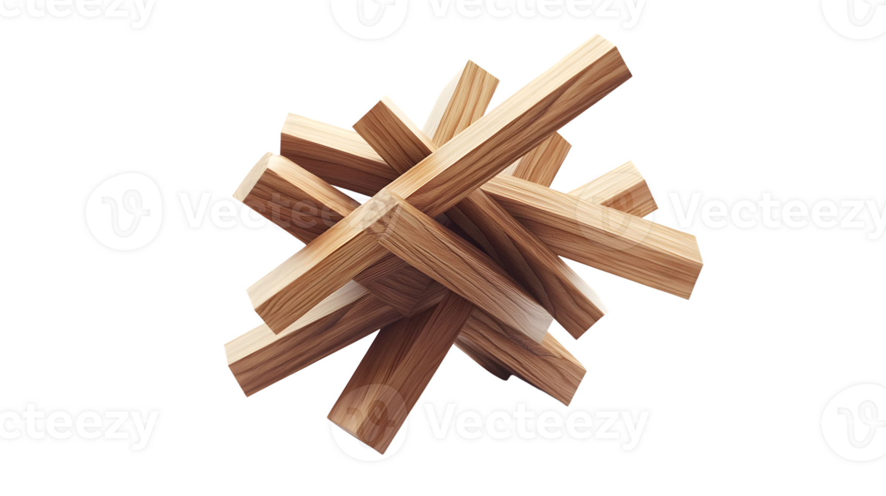 Interlocking Wooden Blocks Abstract Sculpture Design for Creative Projects and Decorative Artw png