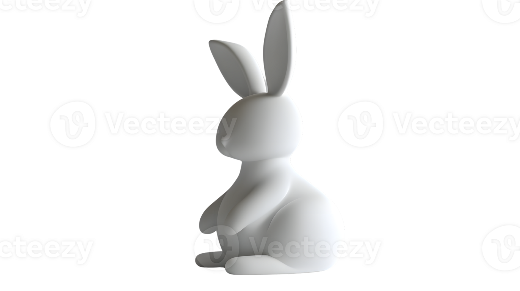Minimalist White Rabbit Sculpture in a Seated Pose for Decorative and Artistic Purposes png
