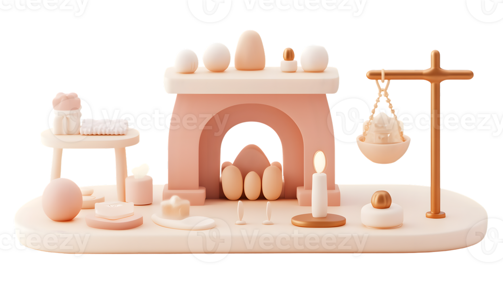 Minimalist Pastel Scene with Abstract Shapes and Objects for Creative Design png