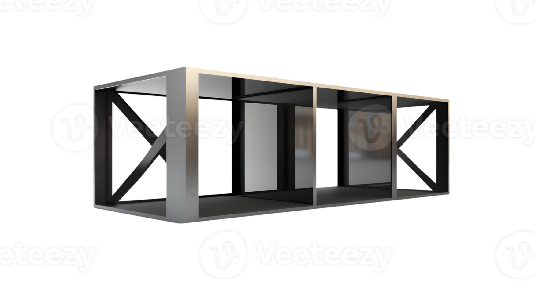 Modern Industrial Framework Design Sleek Metal Structure with Transparent Panels for Architect png