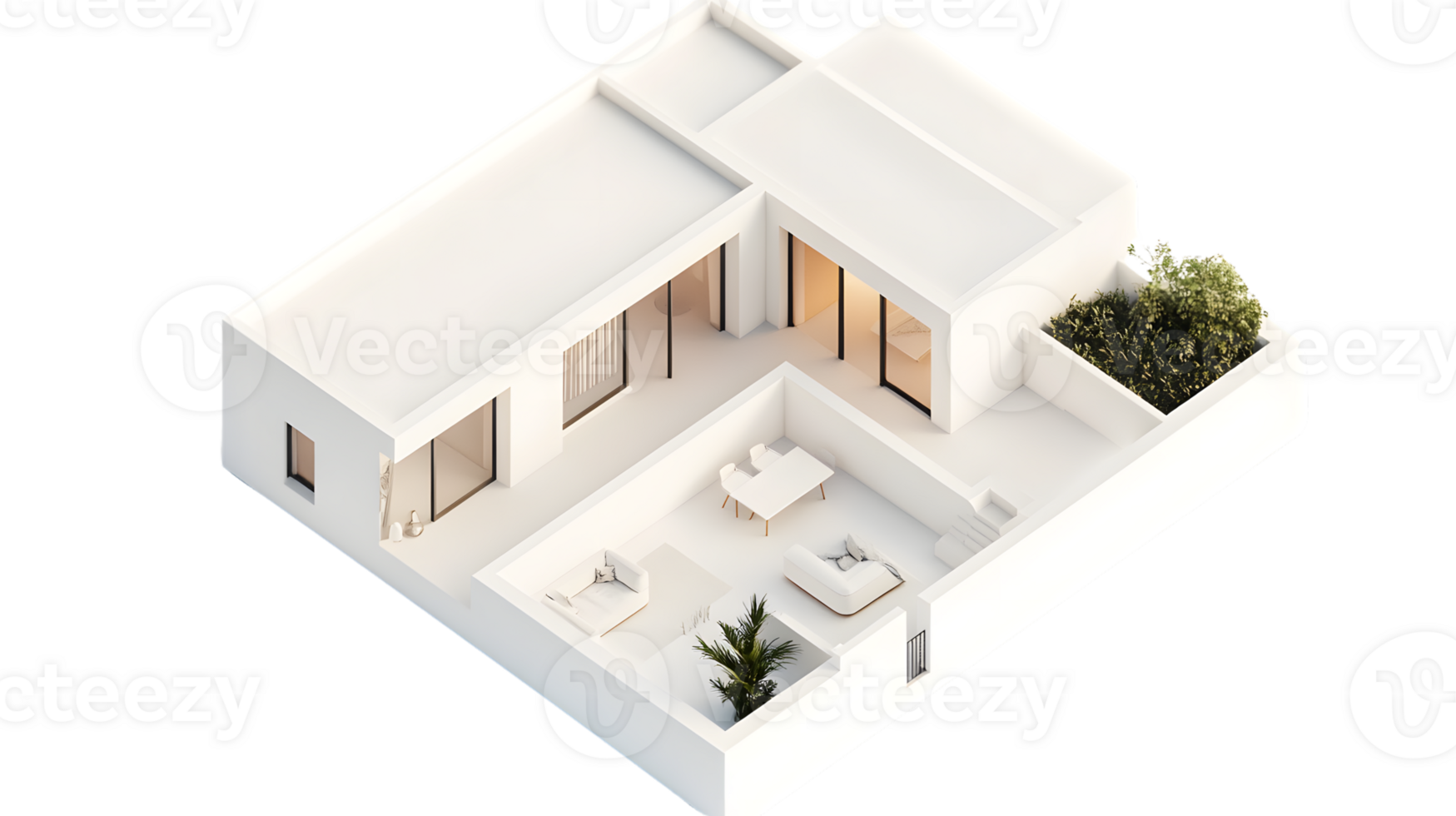 Modern Interior Design Layout with Minimalist Furniture and Open Spaces png