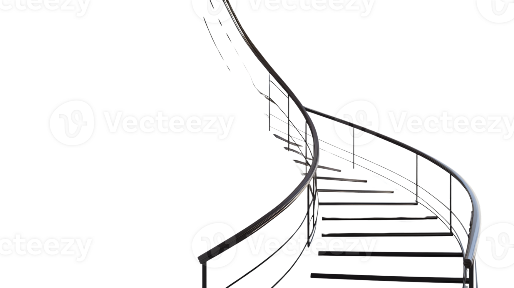 Modern Spiral Staircase with Sleek Metal Design for Architectural and Interior Design Projects png