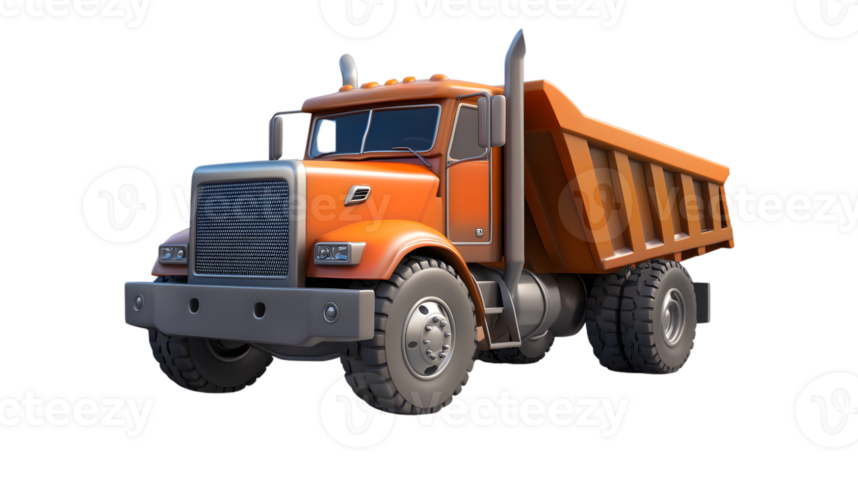 Orange Dump Truck with Detailed Features for Construction and Transportation Needs png