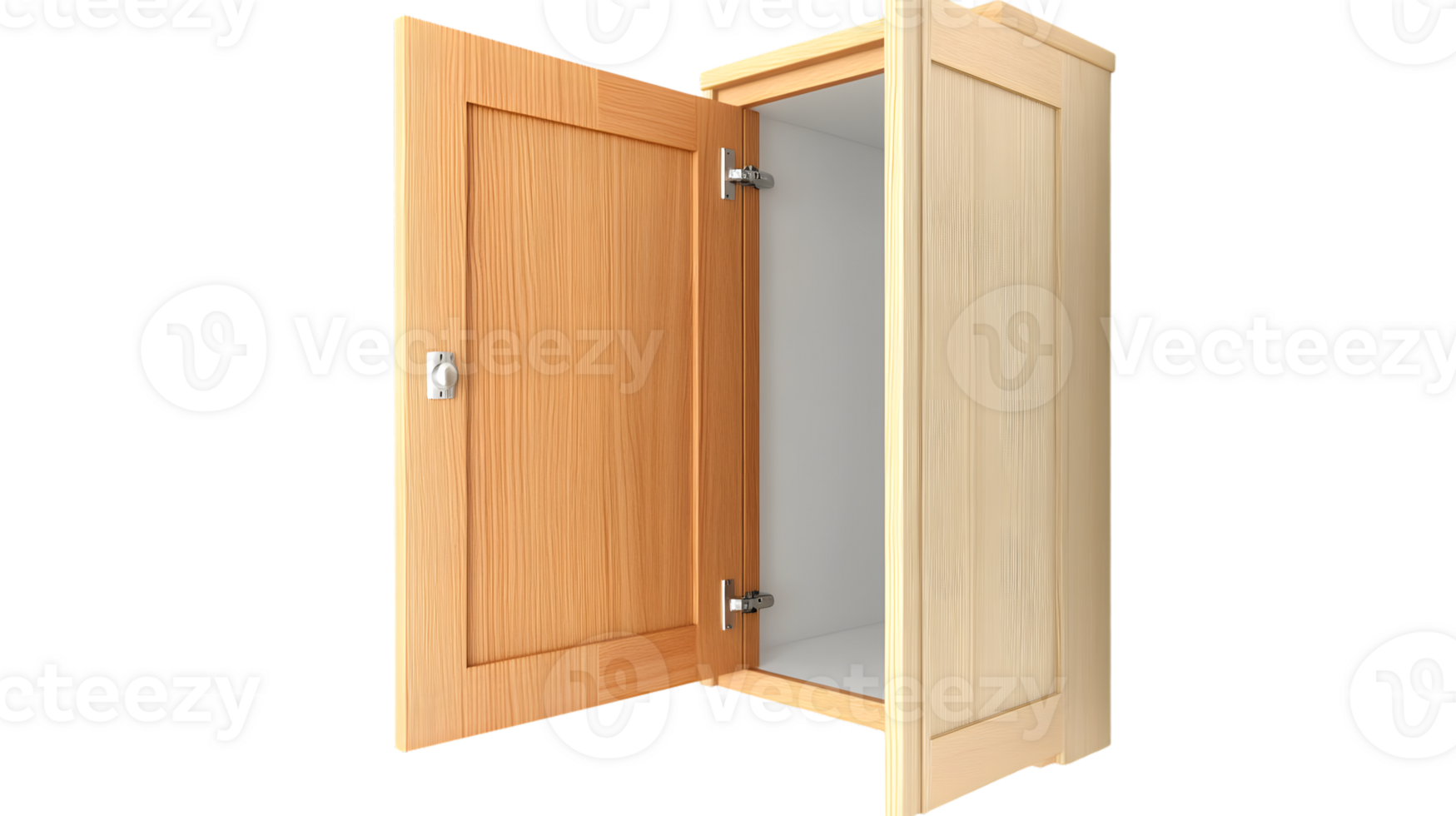 Open Wooden Closet Doors with Hinges and Lock Mechanism Ideal for Furniture Storage and Int png