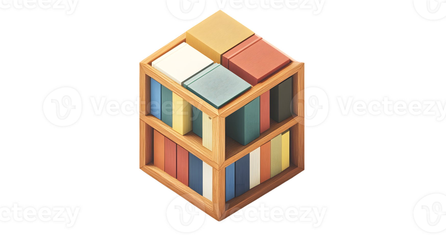 Organized Bookshelf Cube A Compact and Colorful Storage Solution for Literature Enthusiasts png