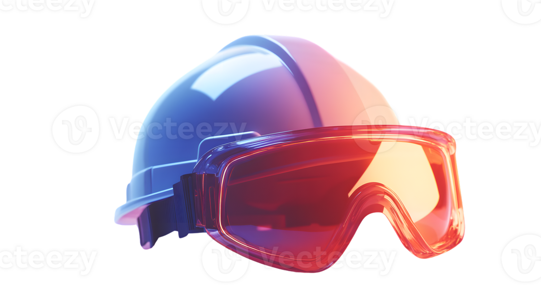 Protective Gear Futuristic Safety Helmet and Goggles with Gradient Colors for Industrial Spor png